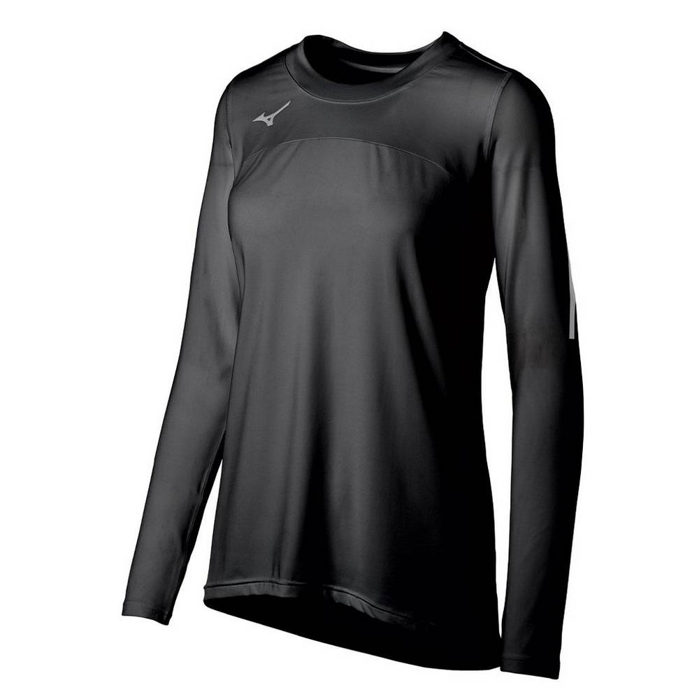 Camisas Mizuno Voleibol Techno VII Long Sleeve - Mulher - Pretas - XDFEW5198